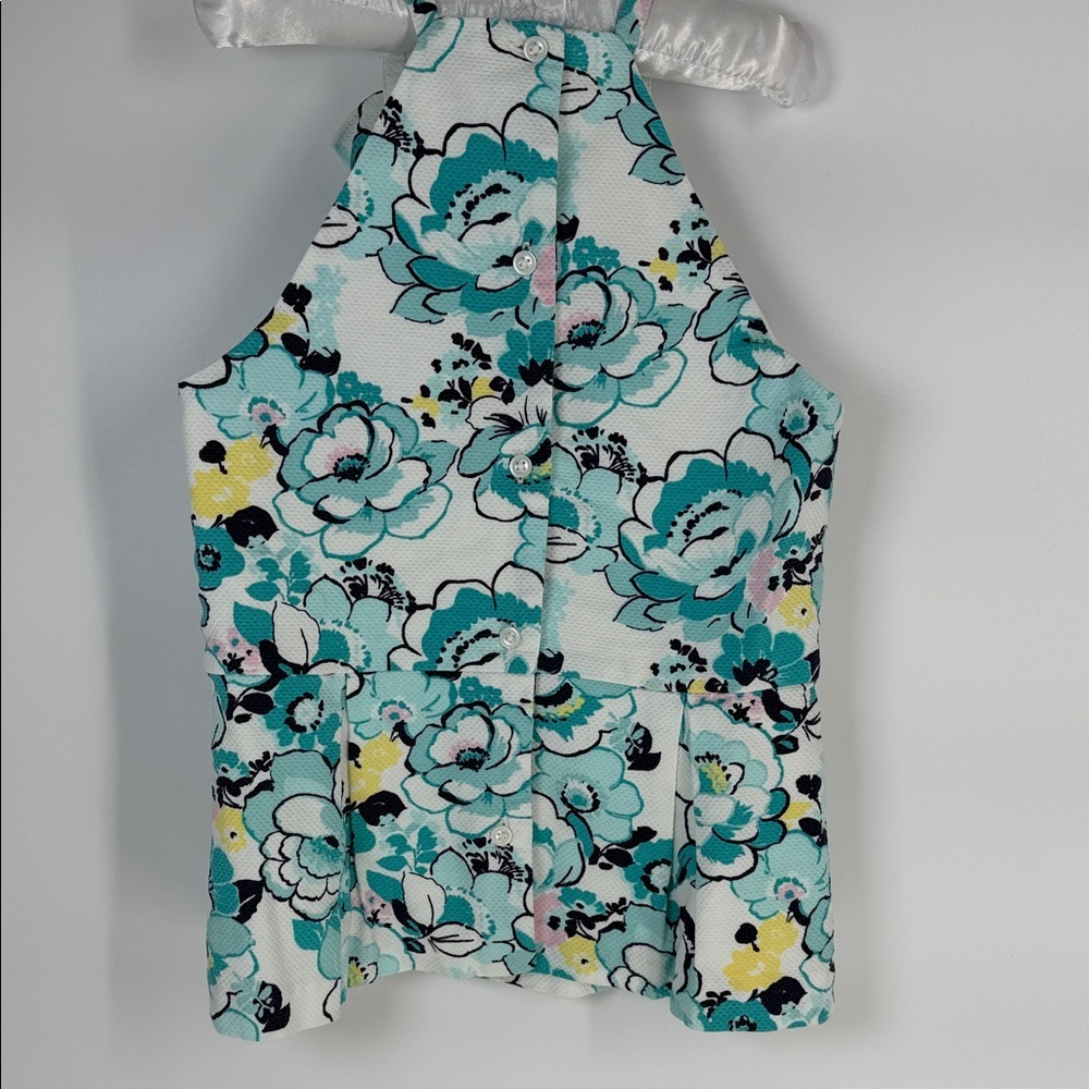 Janie and Jack Floral Halter Top in Teal and Yellow - size 8 - Picture 5 of 6